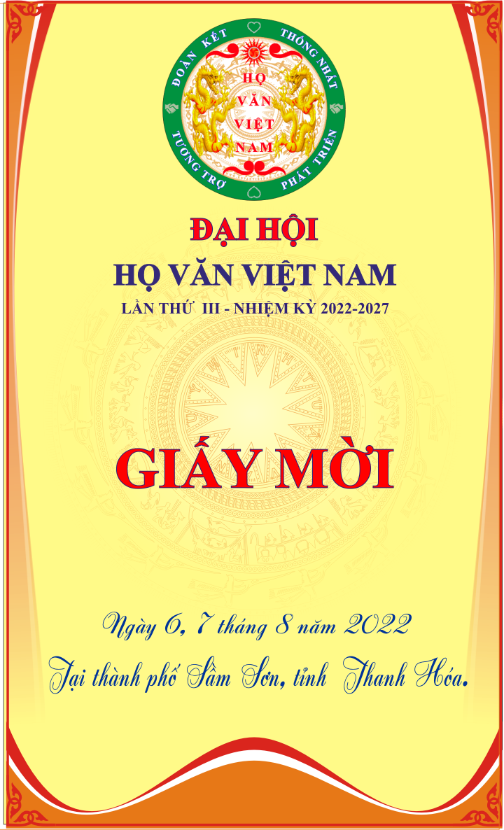 Giấy mời Đại Hội Họ Văn Việt Nam